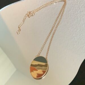 1978 Sarah Coventry Desert Scene Enamel Necklace